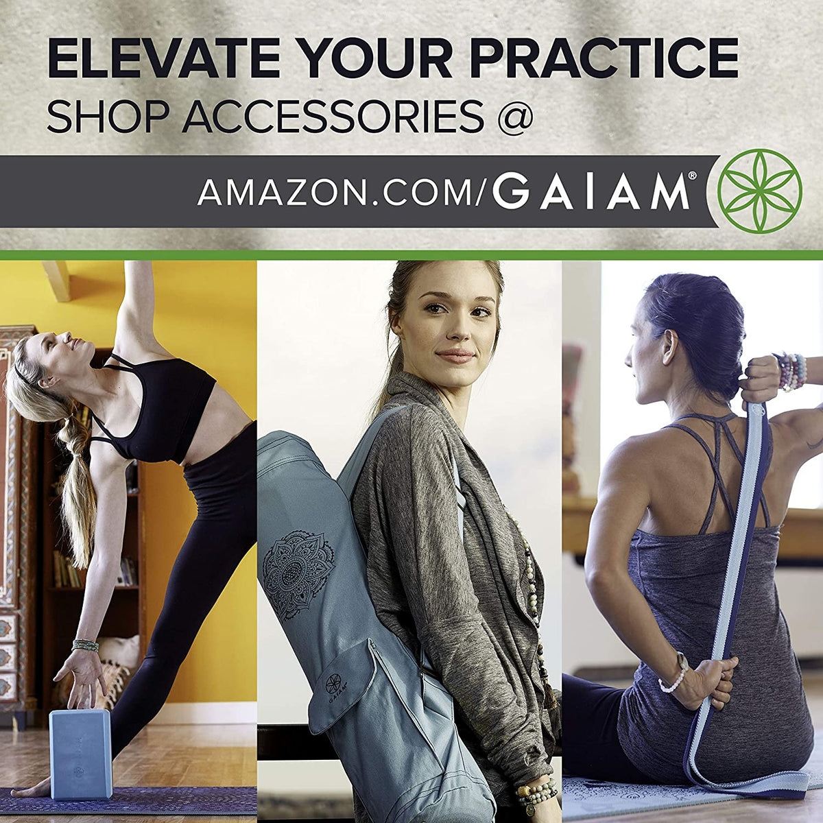 Gaiam Premium Yoga Mat, 6Mm Thick Print Mat