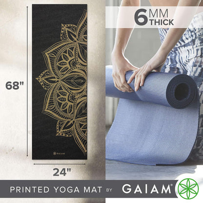 Gaiam Premium Yoga Mat, 6Mm Thick Print Mat