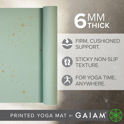 Gaiam Premium Yoga Mat, 6Mm Thick Print Mat