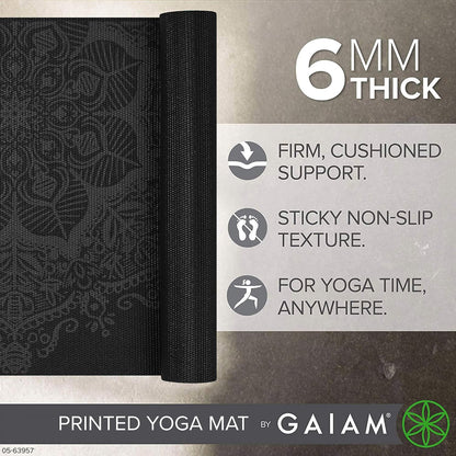 Gaiam Premium Yoga Mat, 6Mm Thick Print Mat