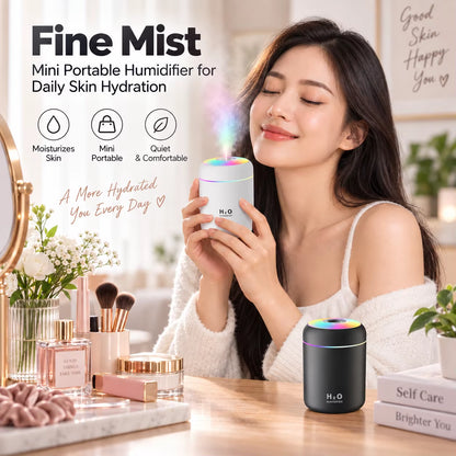 Mini USB Air Humidifier Aroma Diffuser Ultrasonic Cool Mist Essential Oil LED Light for Home Bedroom Car Office Desktop Portable