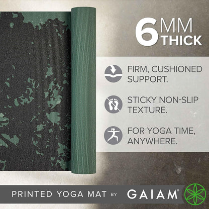 Gaiam Premium Yoga Mat, 6Mm Thick Print Mat