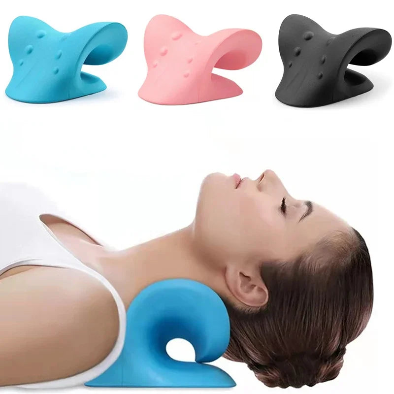 Cervical Spine Massage Pillow U Shaped Neck Support Gravity Shiatsu Therapy for Pain Relief Blue