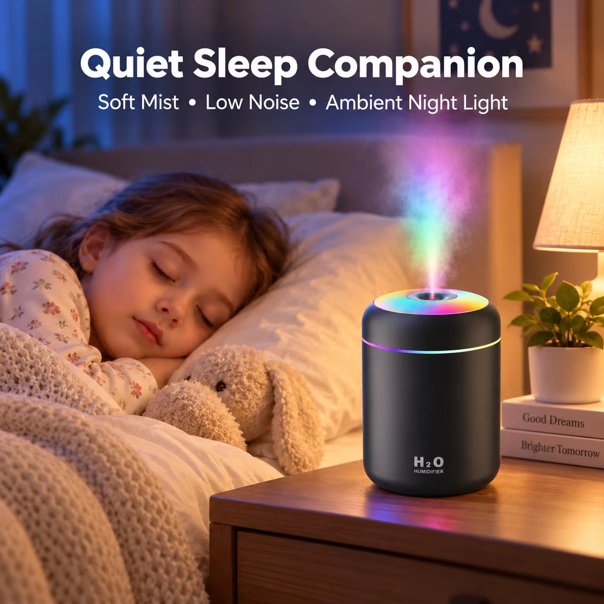 Mini USB Air Humidifier Aroma Diffuser Ultrasonic Cool Mist Essential Oil LED Light for Home Bedroom Car Office Desktop Portable