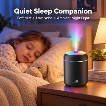 Mini USB Air Humidifier Aroma Diffuser Ultrasonic Cool Mist Essential Oil LED Light for Home Bedroom Car Office Desktop Portable