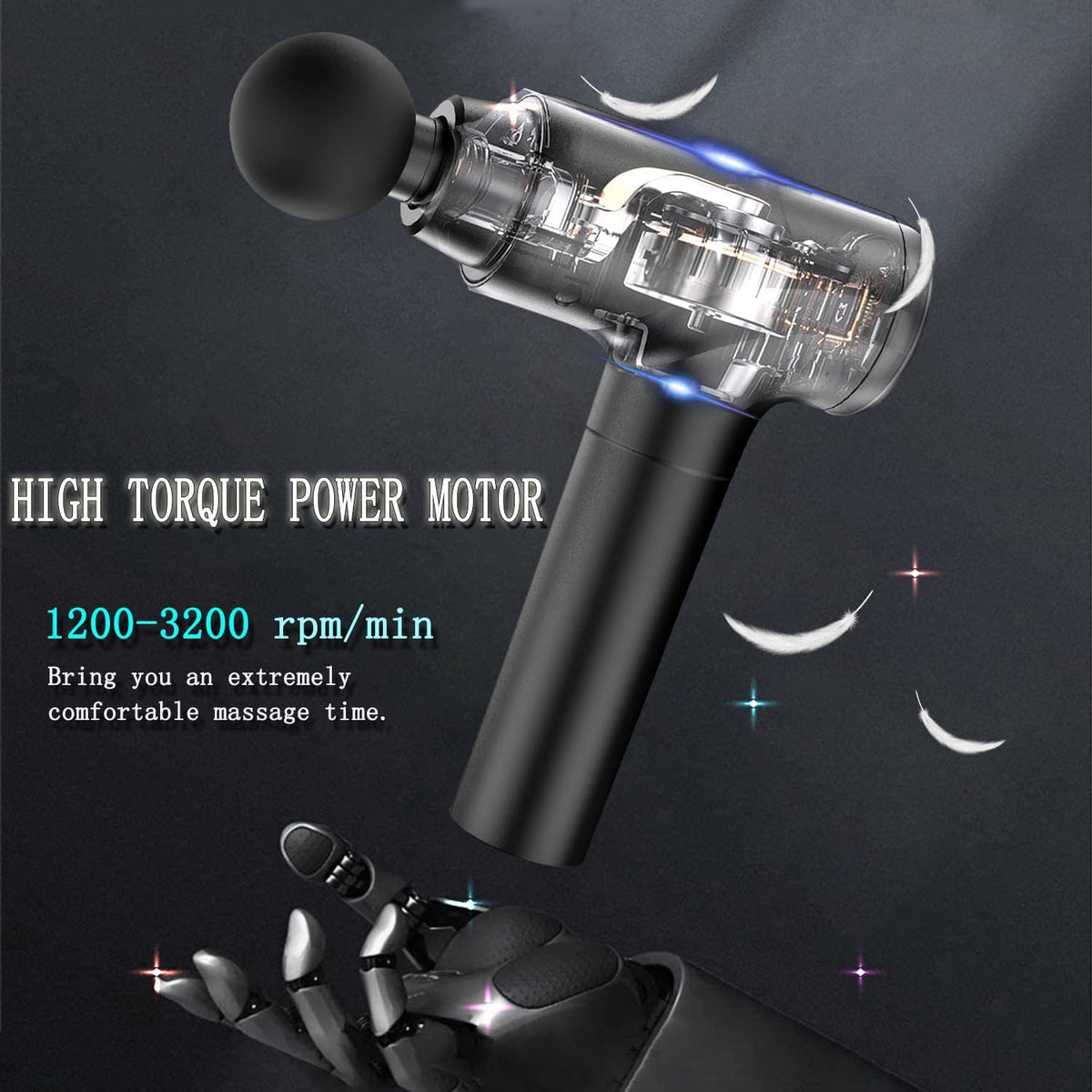 Massage Gun Deep Tissue,Percussion Back Massager Gun for Athletes Muscle Massage Gun for Pain Relief with 8 Massage Heads & 20 Speeds (Matte Black)