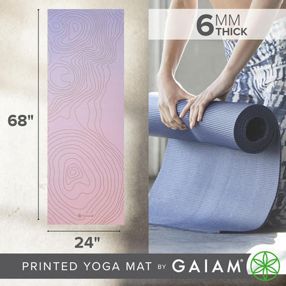Gaiam Premium Yoga Mat, 6Mm Thick Print Mat