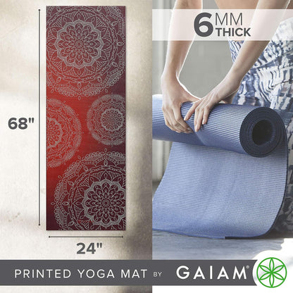 Gaiam Premium Yoga Mat, 6Mm Thick Print Mat