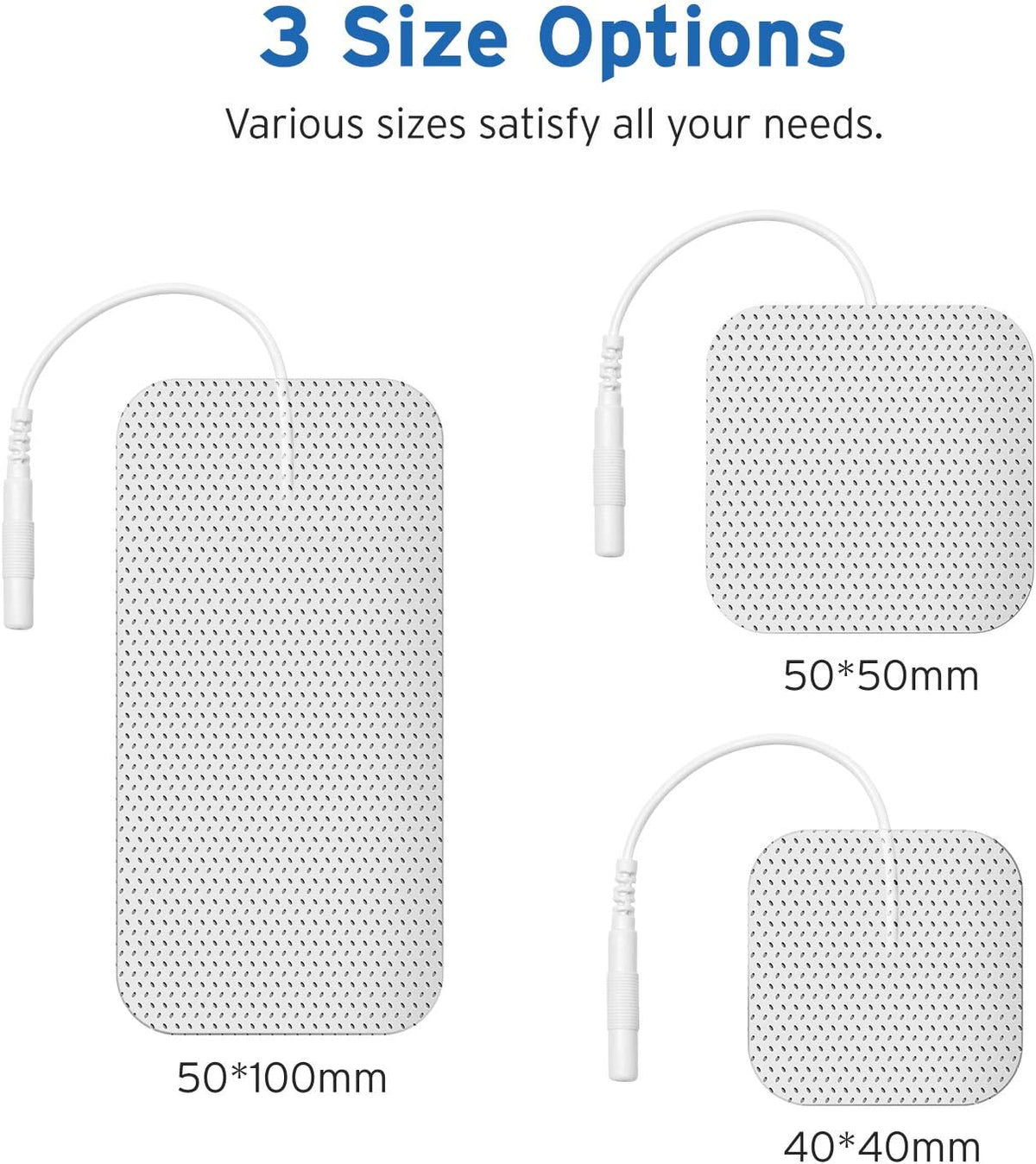 TENS Unit Replacement Pads Electrodes for Back Pain Relief, Self-Adhesive & Gel Free for Electrotherapy White (Pack of 16)