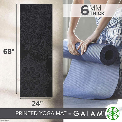 Gaiam Premium Yoga Mat, 6Mm Thick Print Mat