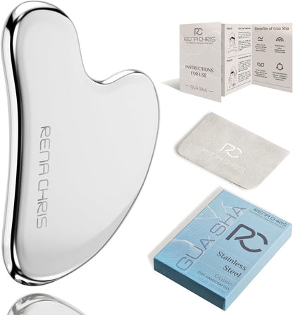 Gua Sha Facial Tools, Stainless Steel Guasha Tool - Silver